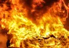 Truk Satpol PP Pembawa Bantuan Banjir Terbakar di Aceh Utara