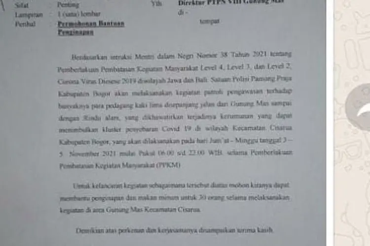 Viral Surat Minta Bantuan Penginapan Satpol PP Bogor ke PTPN, Tanggapan DPRD Mengejutkan