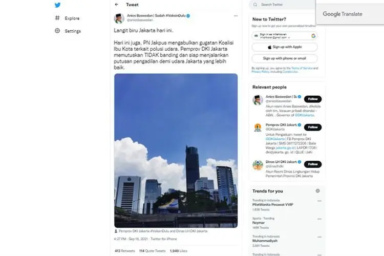 Digugat Soal Polusi Udara Ibu Kota, Anies Baswedan: Pemprov DKI Jakarta Tidak Banding!