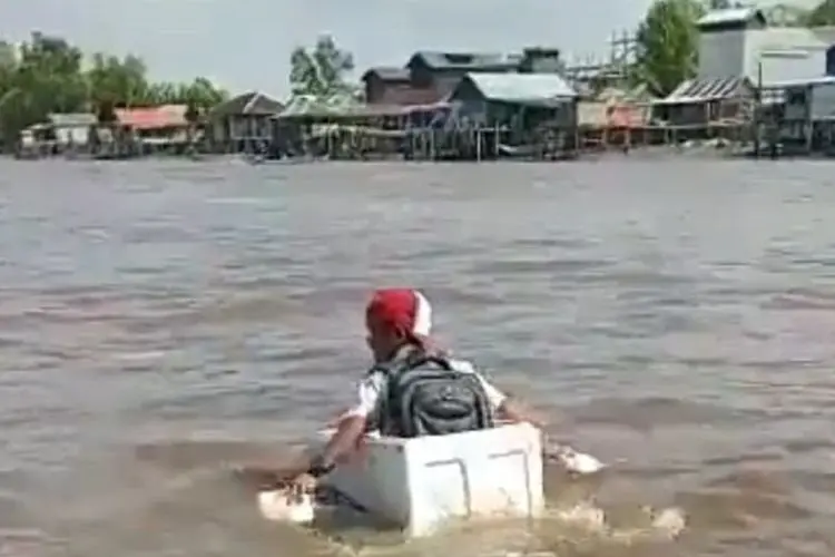 Siswa SD Nyeberang Sungai Pake Styrofoam, Susi Pudjiastuti Ajak Fadli Zon Patungan