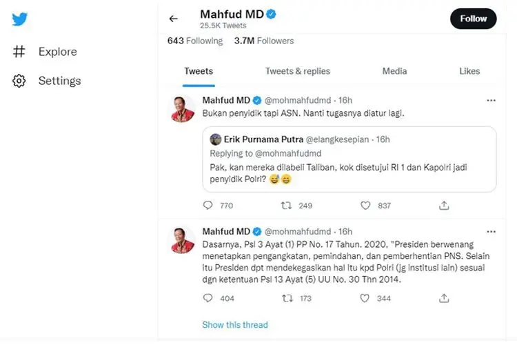 Kapolri Ingin 56 Anggota KPK Gagal TWK Jadi ASN, Mahfud MD: Mari Melangkah ke Depan