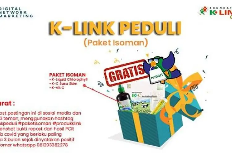 K-Link Peduli Bagikan Vitamin dan Suplemen Gratis untuk Pasien Isoman
