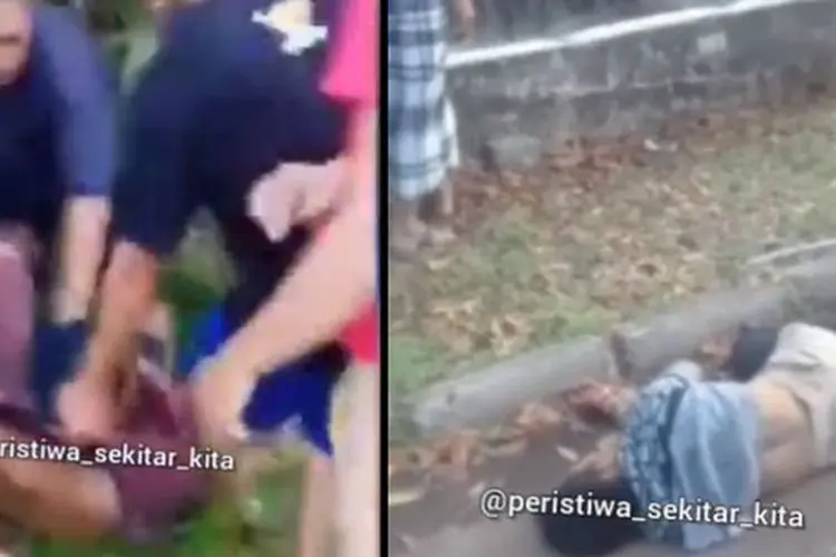 Diduga Hendak Curi Motor, Dua Maling Bersenpi Ini Dikeroyok Warga