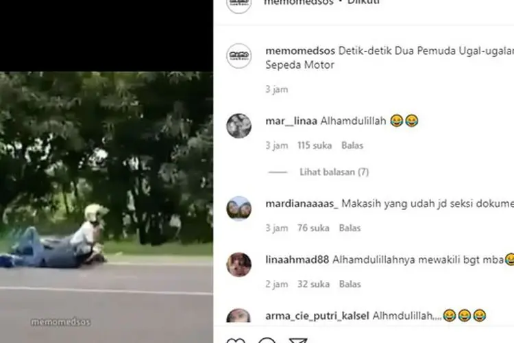 Dua Pemuda Jatuh Usai Ugal-ugalan di Jalan, Netizen: Alhamdulillah