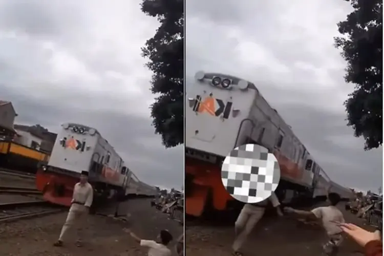 Seorang Kakek Nyaris Tertabrak Kereta Api di Ciroyom, Warga Sekitar Dibuat Panik