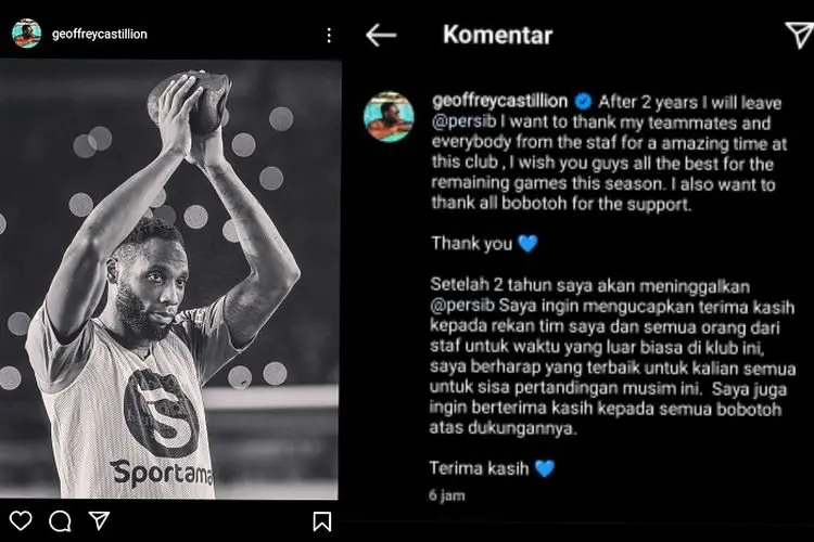 Getir, Begini Curhat Geoffrey Castillion Usai Resmi Dicoret Persib