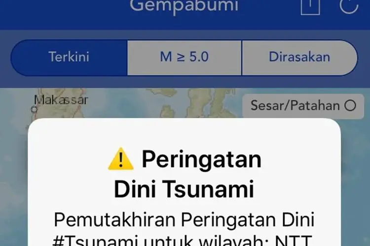 NTT Diguncang Gempa Magnitudo 7.4, BMKG Keluarkan Peringatan Dini Tsunami