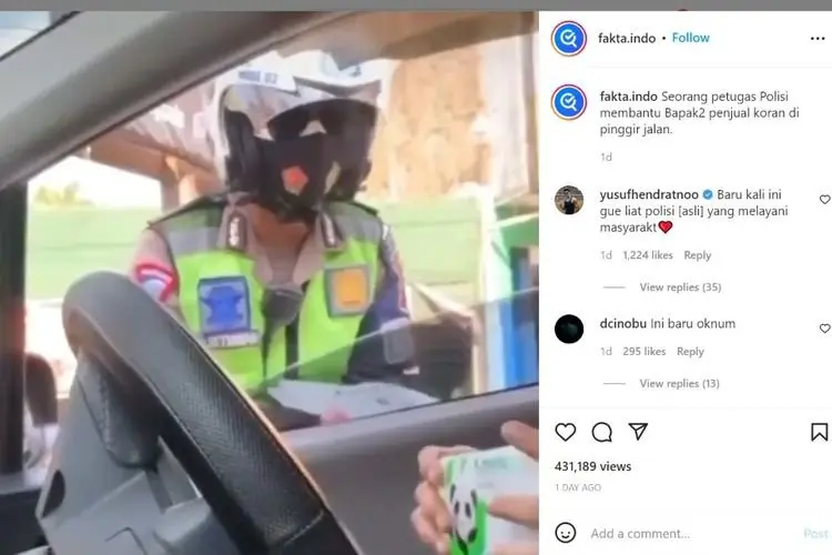 Viral Polisi Bantu Pedagang Koran Jajakan Dagangannya, Netizen: Ini Baru Oknum