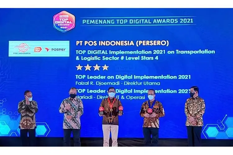 Pos Indonesia Borong 3 Penghargaan di Ajang Top Digital Award 2021