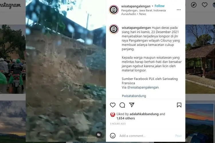 Hujan Deras Guyur Pangalengan, Akibatkan Longsor Hingga Kemacetan Panjang