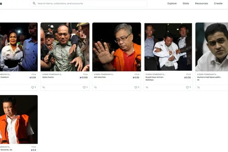 Ikuti Jejak Ghozali Everyday, Foto NFT Para Koruptor Dijual di OpenSea,  Ada yang Beli?