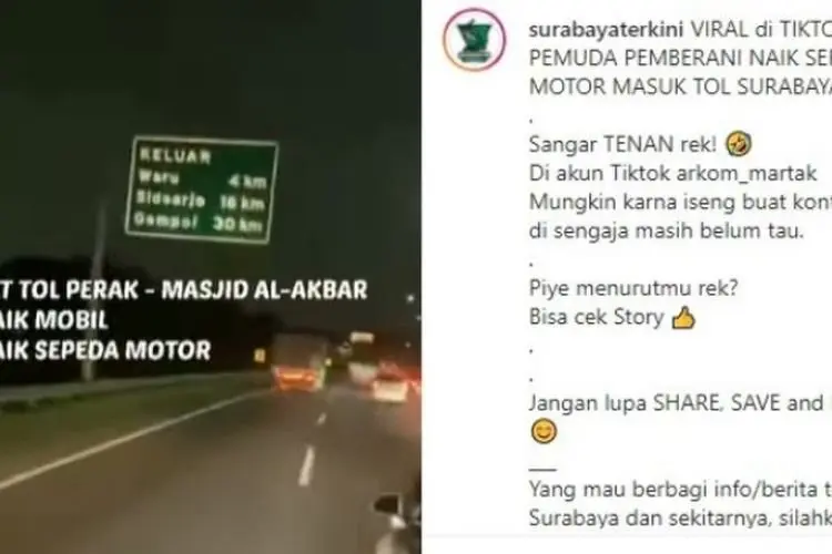 Viral! Demi Konten, Dua Pemuda Ini Nekat Terobos Tol di Surabaya