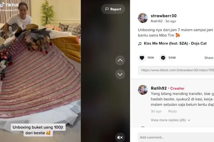Viral! Perempuan Ini Dapat Buket Rp100 Juta dari Bestie, Unboxingnya Sampe Berjam-Jam