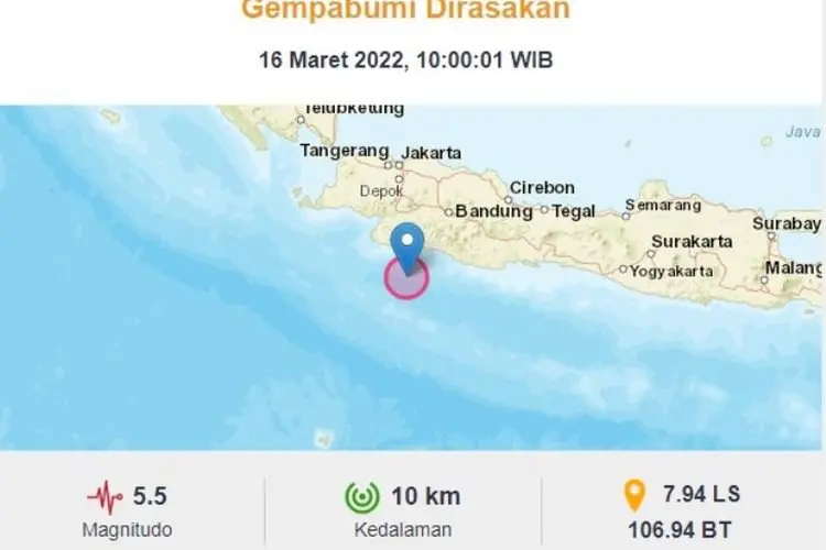 Gempa Magnitudo 5.5 Guncang Sukabumi, Getaran Terasa Sampai Bandung