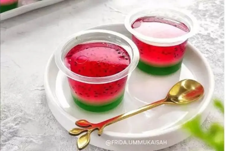 Resep Menu Takjil Puding Cup Semangka, Pasti Anak-Anak Suka