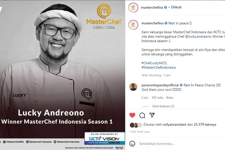 Kabar Duka! Juara MasterChef Season 1 Meninggal Dunia, Ini Profil Singkat Lucky Andreono