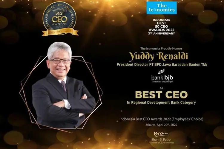 Direktur Utama bjb Yuddy Renaldi Dinobatkan sebagai Indonesia Best CEO Awards 2022