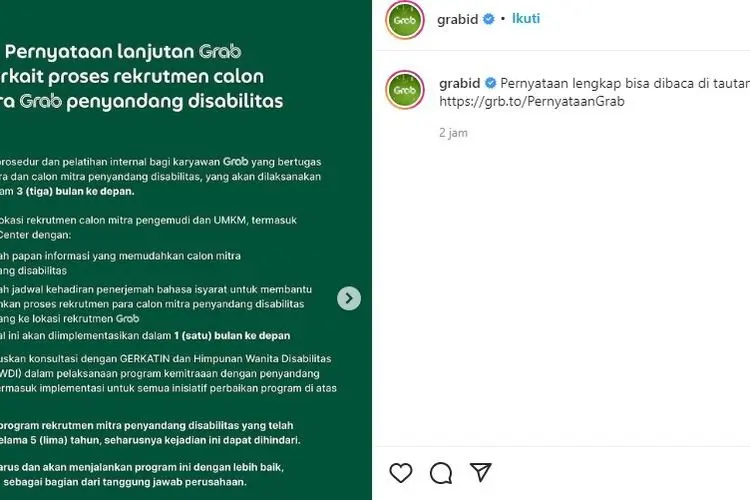 Karyawan Grab yang Layani Calon Mitra Disabilitas dengan Buruk Dibebastugaskan