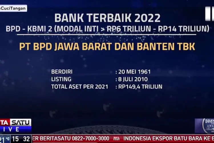 Tumbuh di Atas Rata-rata Perbankan Nasional, bank bjb Sabet Penghargaan Bank Terbaik 2022