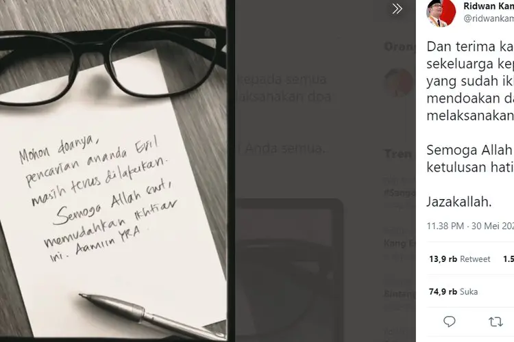 Sepucuk Doa Ridwan Kamil untuk Emmeril Kahn Mumtadz