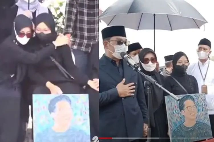Zara Adik Eril Bawa Lukisan Gambar Sang Kakak ke Pemakaman