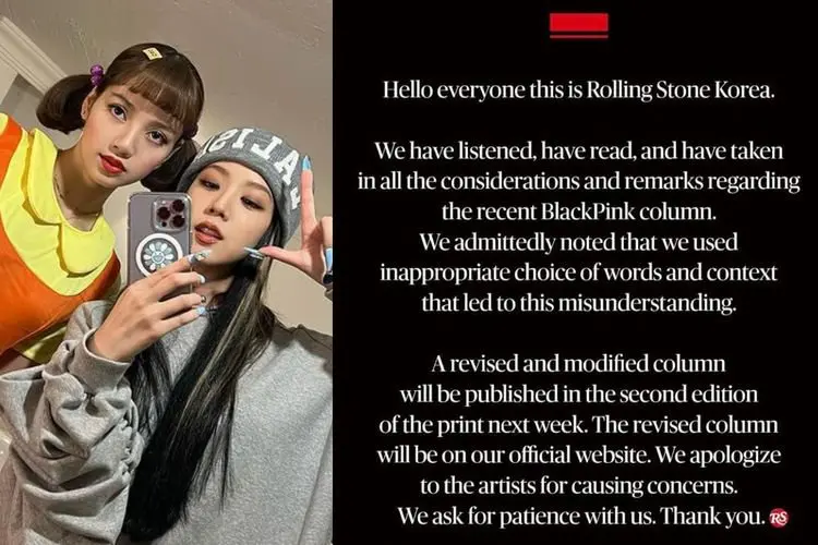 Dikecam BLINK Usai Meremehkan Jisoo dan Lisa BLACKPINK, Rolling Stone Korea Akhirnya Minta Maaf