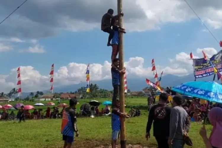 Peringati HUT RI, Des Ganjar Tasikmalaya Gelar Lomba Panjat Pinang  Tasikmalaya