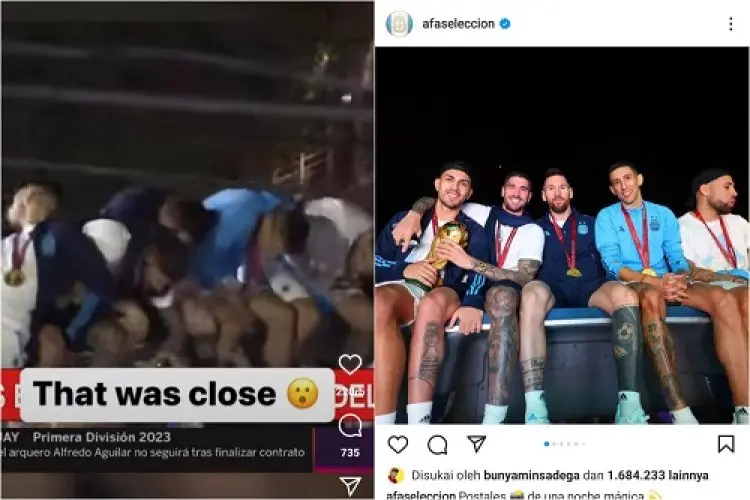 Messi Hampir Terkena Kabel Saat Parade Bus Atap Terbuka di Argentina Setelah Kemenangan Piala Dunia 2022