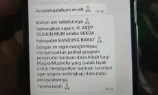 Viral! Nama Mantan Sekda KBB Dicatut dalam Pesan WhatsApp Berkedok Penipuan