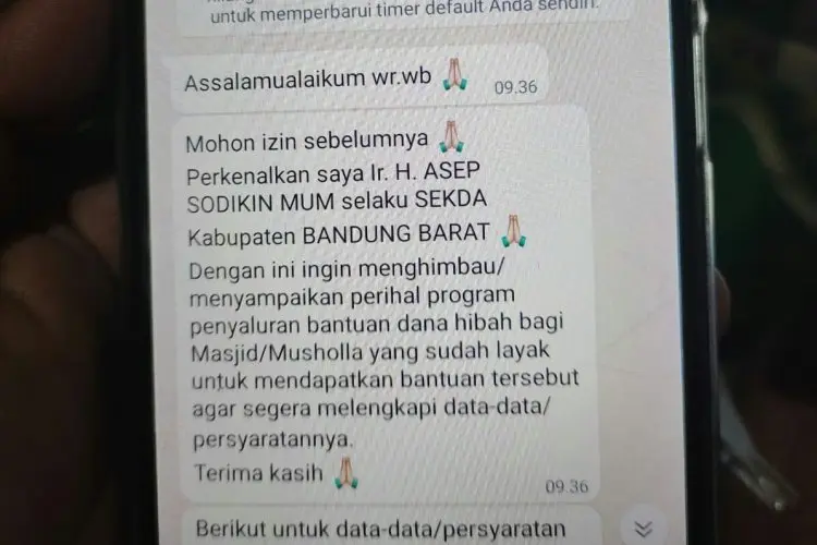 Viral! Nama Mantan Sekda KBB Dicatut dalam Pesan WhatsApp Berkedok Penipuan