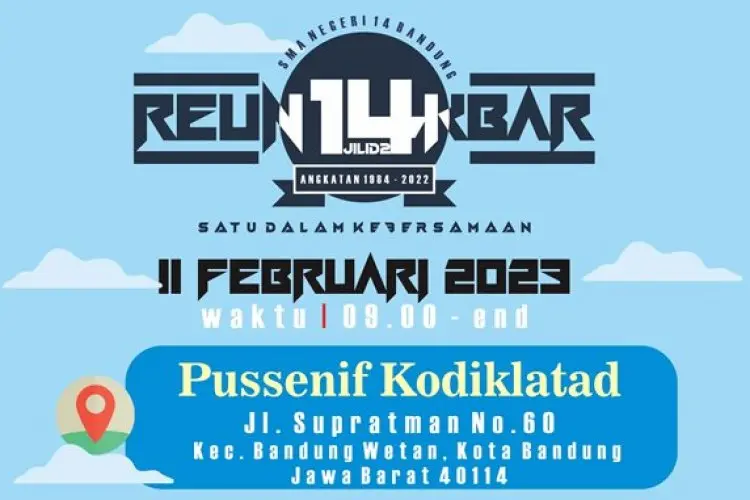 Yuk! Ramaikan Reun14kbar Jilid 2 SMA Negeri 14 Bandung di Lapangan Pussenif 