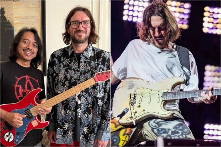 Dewa Budjana Hadiahi Batik Kepada John Frusciante Gitaris Band Legendaris Amerika Red Hot Chilli Peppers