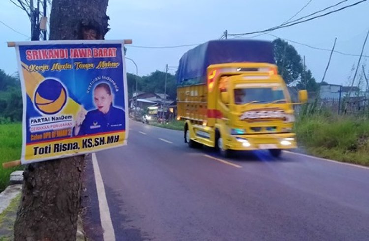 Bawaslu Kabupaten Bandung Sesalkan Alat Sosialisai Caleg dan Partai Politik Dipaku di Pohon