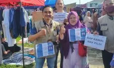 Sosialisasi Pengawasan Partisipatif Pemilu 2024, Panwaslu Kecamatan Cangkuang Sambangi Pasar Minggu Parken