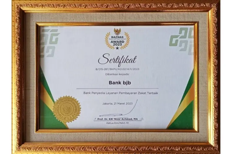 Bank bjb Sangat Layak Dapat Baznas Award