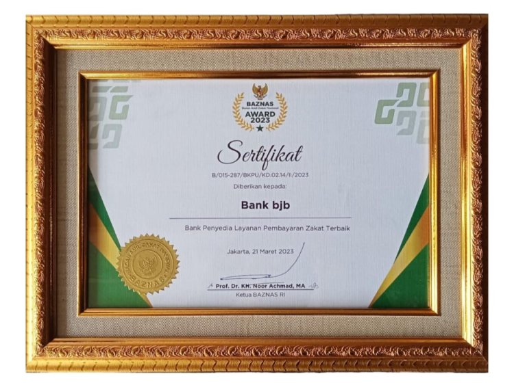 Bank bjb Sangat Layak Dapat Baznas Award