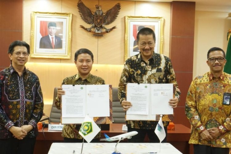 Kemenag dan PT Garuda Indonesia Tandatangani Kontrak Kerjasama Angkutan Jemaah Haji
