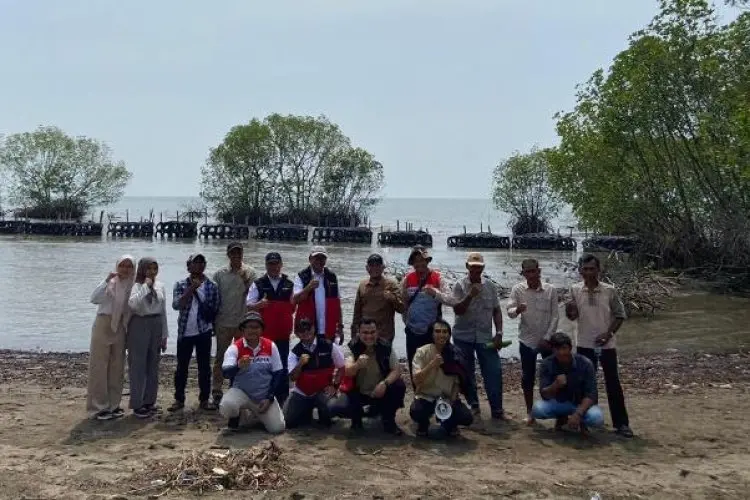 MUJ ONWJ Bangun Alat Pemecah Ombak di Pulau Burung Subang 