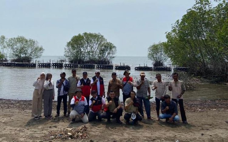 MUJ ONWJ Bangun Alat Pemecah Ombak di Pulau Burung Subang 