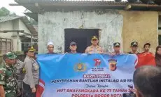 Polresta Bantu Instalasi Air Bersih Untuk 177 KK di Kampung Situ Bereum 