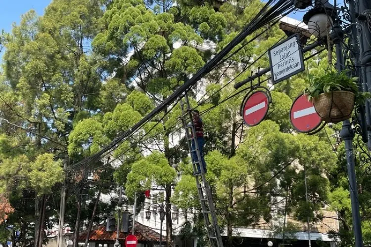 Pemkot Bandung Tertibkan Puluhan Kilometer Kabel Udara 