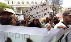 FOTO Demo Mahasiswa Papua Depan Gedung Merdeka Bandung