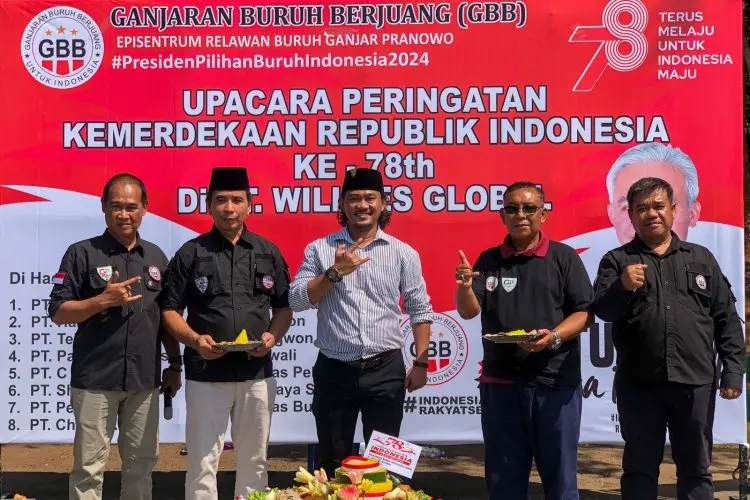 Semarakkan HUT Ke-78 RI, Ganjaran Buruh Berjuang Gelar Upacara Kemerdekaan di Subang