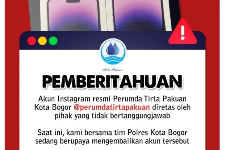 Tirta Pakuan dan Polresta Buru Peretas IG Resmi Tirta Pakuan