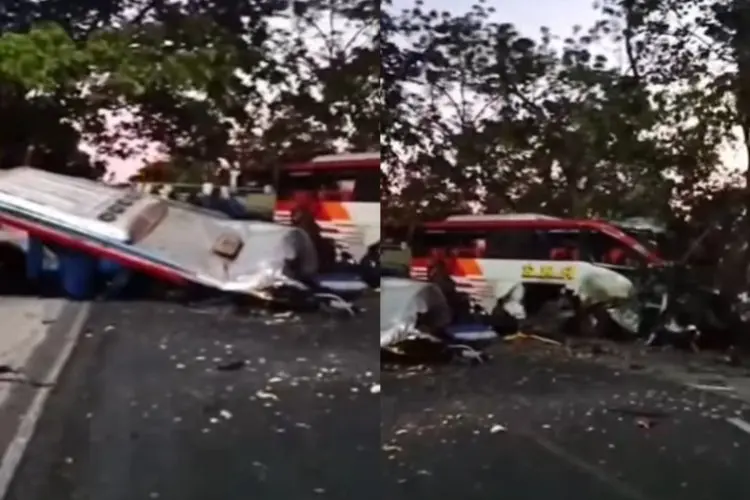 Tiga Meninggal dan Belasan Luka dalam Kecelakaan Dua Bus di Ngawi, Penumpang Sampai Terlempar ke Aspal