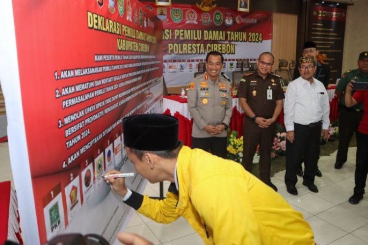 Polresta Cirebon Gelar Deklarasi Pemilu Damai Bersama Seluruh Komponen