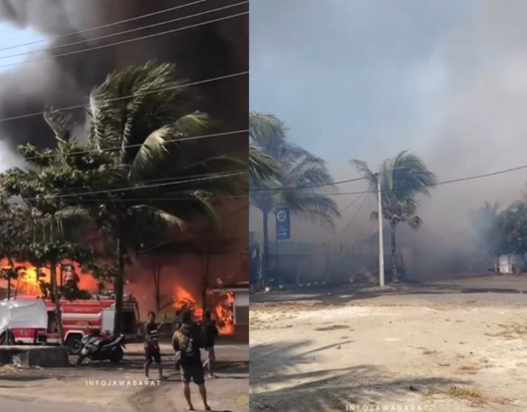 Kampung Turis Pangandaran Kebakaran, Tiga Kafe Hangus Dilahap Si Jago Merah