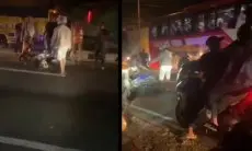 Viral Cegat Bus Lawan Arah di Lamongan, Pengendara Motor Malah Didorong dan Kendaraanya Diseret