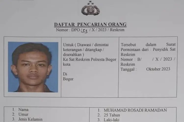 Polresta Bogor Kota Sebar Wajah Pelaku Pembunuhan Rindhi Septiani