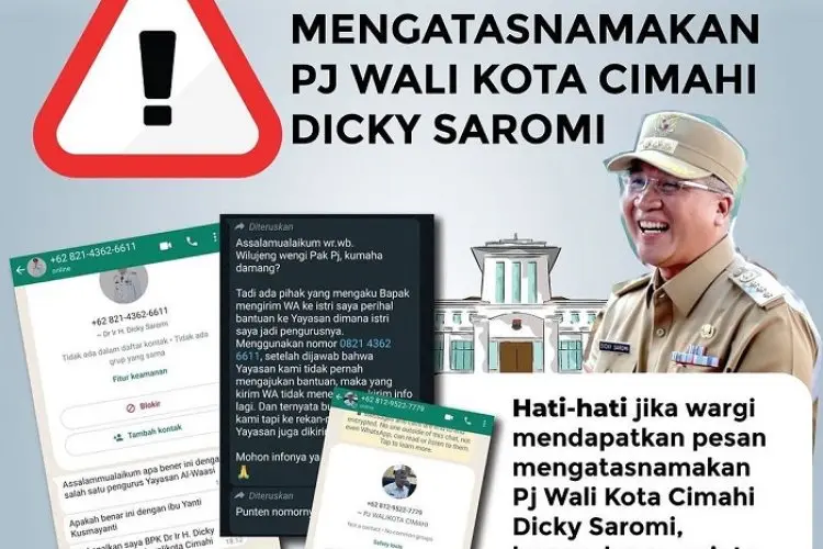Nama Pj Wali Kota Cimahi Dicky Saromi Kembali Dicatut Dalam Dugaan Aksi Penipuan, Begini Penjelasan Diskominfo